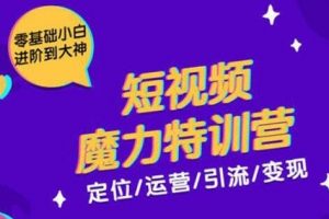 零基础小白进阶到大神《短视频魔力特训营》定位/运营/引流/变现