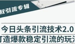 今日头条引流技术2.0，打造爆款稳定引流的玩法视频教程