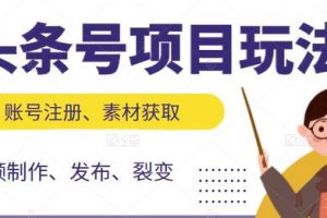 《头条号项目玩法》从账号注册，素材获取到视频制作发布