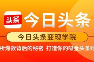 今日头条变现《打造你的吸金头条账号》剖析爆款背后的秘密