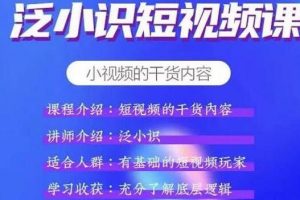 泛小识《抖音短视频运营+电商运营》适合有基础的短视频玩家