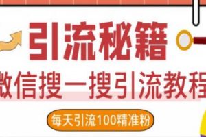 《微信搜一搜引流教程》每天引流100精准粉