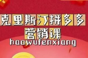 克里斯汀《拼多多运营课》适合小白初涉平台，低成本入门