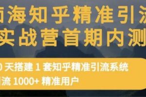 痴海《知乎精准引流实战营2期》30天搭建1套知乎精准引流系统，引流1000+精准用户