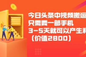 《今日头条中视频搬运项目》只需要一部手机3-5天就可以产生利润