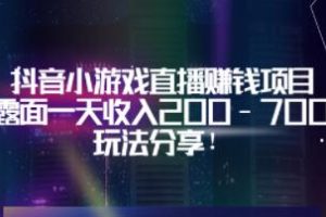 副业项目,《抖音小游戏直播赚钱项目》不露面一天收入200-700元，玩法分享