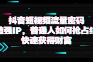 《抖音短视频流量密码》打造强IP，普通人如何抢占红利，快速获得财富