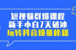 小九归途《短视频群爆课程》新手小白7天破冰，玩转抖音爆量秘籍教程