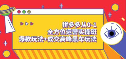 《拼多多从0-1全方位运营实操班》爆款玩法+成交高峰黑车玩法