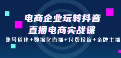 《电商企业玩转抖音直播电商实战课》账号搭建+数据化直播+付费投流+金牌主播