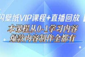 闪闪《壁纸号运营教程》直播回放【新】从0-1学习，爆款内容制作