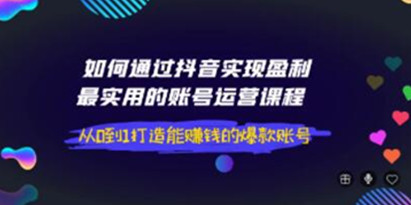 如何通过抖音实现盈利《最实用的账号运营课程》从0到1打造能赚钱的爆款账号