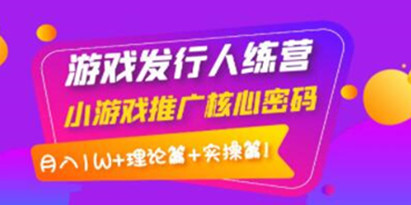 《游戏发行人训练营》小游戏推广核心密码，月入1W+理论篇+实操篇