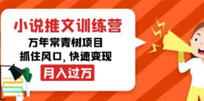 《小说推文训练营》万年常青树项目，抓住风口，快速变现月入过万