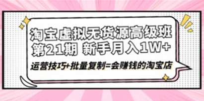 《淘宝虚拟无货源高级班》第21期，月入1W+运营技巧+批量复制