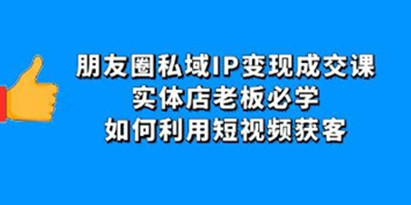 《朋友圈私域IP变现成交课》实体店老板必学，如何利用短视频获客