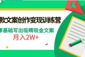 《爆款短文案创作变现训练营》零基础写出吸睛吸金文案，月入2W+