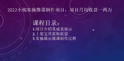 2022小淘实操微课制作项目，项目月均收益一两万