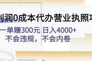 高利润0成本代办营业执照副业项目：一单赚300元日入4000+不会违规，不会内卷