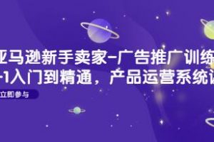 《亚马逊新手卖家-广告推广训练营视频教程》产品运营系统课,0-1入门到精通