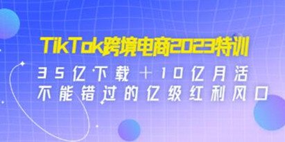 《TIKTOK跨境破局课》跨境新流量，35亿下载＋10亿月活，千万不能错过的红利风口