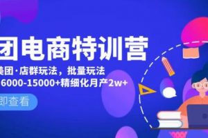 【美团电商特训营】店群玩法精细化月产2w+，无脑铺货月产出6000-15000