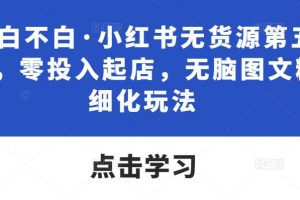 《绅白不白·小红书无货源第五版教程》零投入起店，无脑图文精细化玩法