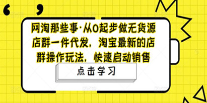 《从0起步做无货源店群一件代发》淘宝最新的店群操作玩法，快速启动销售