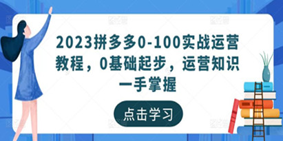 2023拼多多0-100实战运营教程，0基础起步，运营知识一手掌握