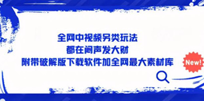 全网中视频另类玩法，都在闷声发大财，附带破解版下载软件加全网最大素材库