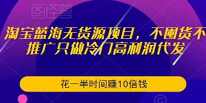 《淘宝蓝海无货源项目》不囤货不推广只做冷门高利润代发，用一半时间赚10倍钱