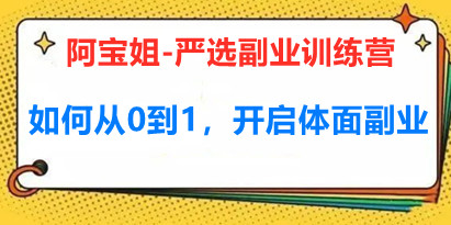 《阿宝姐×严选副业》训练营，帮助你找准适合自己的副业，开启斜杠人生