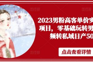 2023男粉高客单价实操落地项目，零基础玩转男粉短视频转私域日产500+