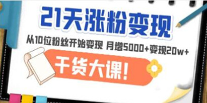 《21天精准涨粉变现干货大课》从10位粉丝开始变现月增5000+变现20w+