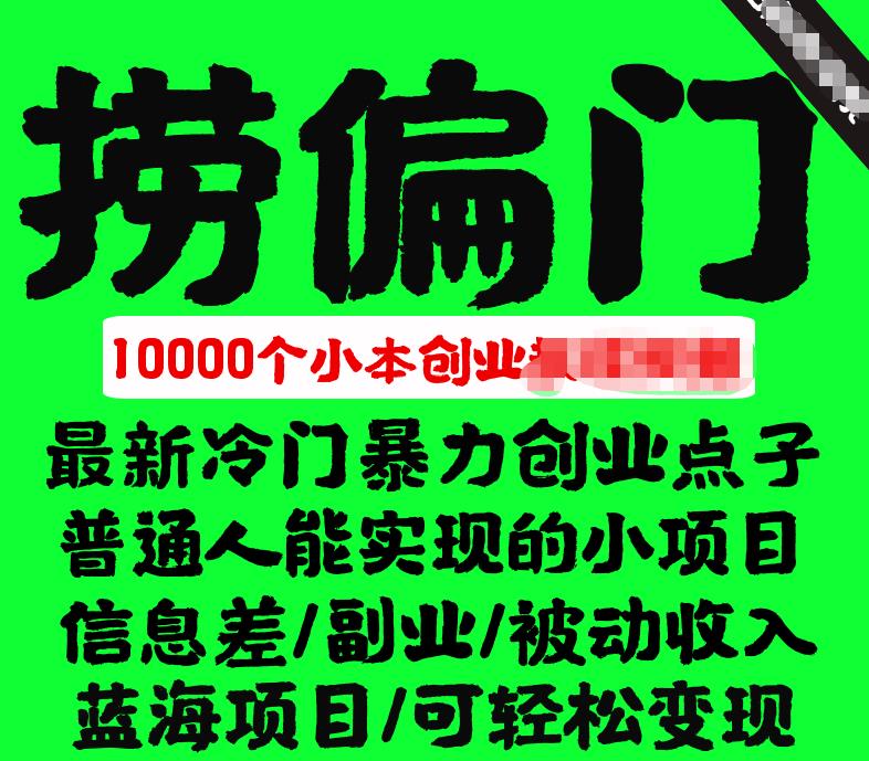 千款捞偏门小本创业小项目，总有一款适合你