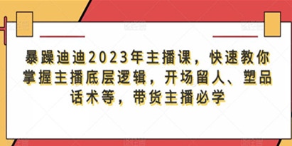 暴躁迪迪2023年主播课，快速教你掌握主播底层逻辑-开场留人-塑品话术等-带货主播必学