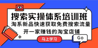 《搜索实操体系培训班》淘系新品快速获取免费搜索流量，开一家赚钱的淘宝店铺