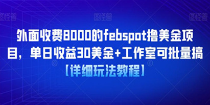 外面收费8000的febspot撸美金项目，单日收益30美金+工作室可批量搞【详细玩法教程】