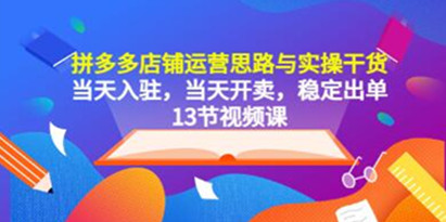 《拼多多店铺运营思路与实操干货》当天入驻，当天开卖，稳定出单