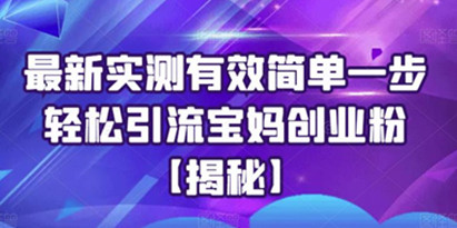 揭秘最新实测有效简单一步轻松引流宝妈创业粉