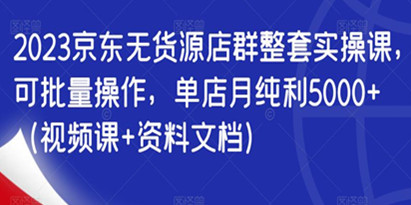 《2023京东无货源店群整套实操视频教程》可批量操作，单店月纯利5000+