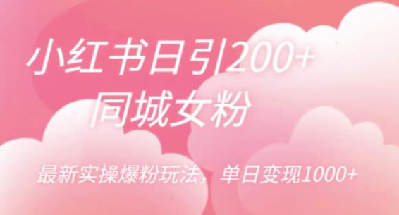 【揭秘】小红书日引200+同城女粉，最新实操爆粉玩法，单日变现1000+