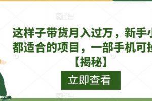 这样子带货月入过万，新手小白都适合的项目，一部手机可操作