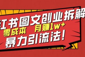 小红书图文创业拆解，暴力引流法，零成本月入1w+