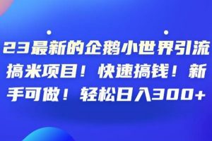 23最新的企鹅小世界引流搞米项目！快速搞钱！新手可做！轻松日入300+