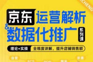 京东运营解析与数据化推广系列课，全维度讲解京东运营逻辑+数据化推广提升店铺销售额