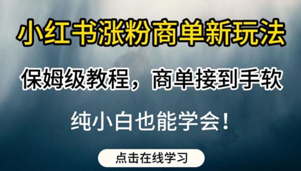 小红书涨粉商单新玩法，保姆级教程，商单接到手软，纯小白也能学会