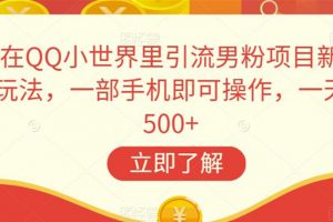 在QQ小世界里引流男粉项目新玩法，一部手机即可操作，一天500+