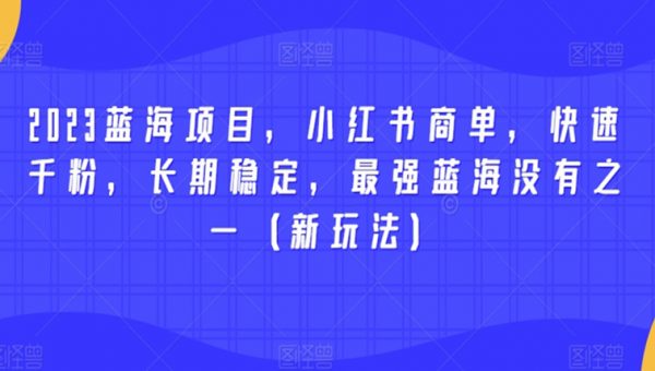 2023蓝海项目，小红书商单，快速千粉，长期稳定，最强蓝海没有之一（新玩法）