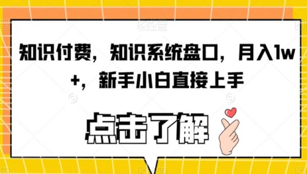 知识付费，知识系统盘口，月入1w+，新手小白直接上手